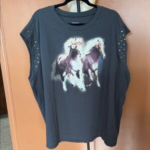 Torrid Gray Graphic Tee with Studded Sleeves